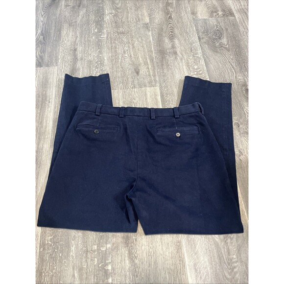 Brooks Brothers Pants Men Milano Fit Cotton Twill Navy Blue Strsight Slim 35x29 - Picture 4 of 7